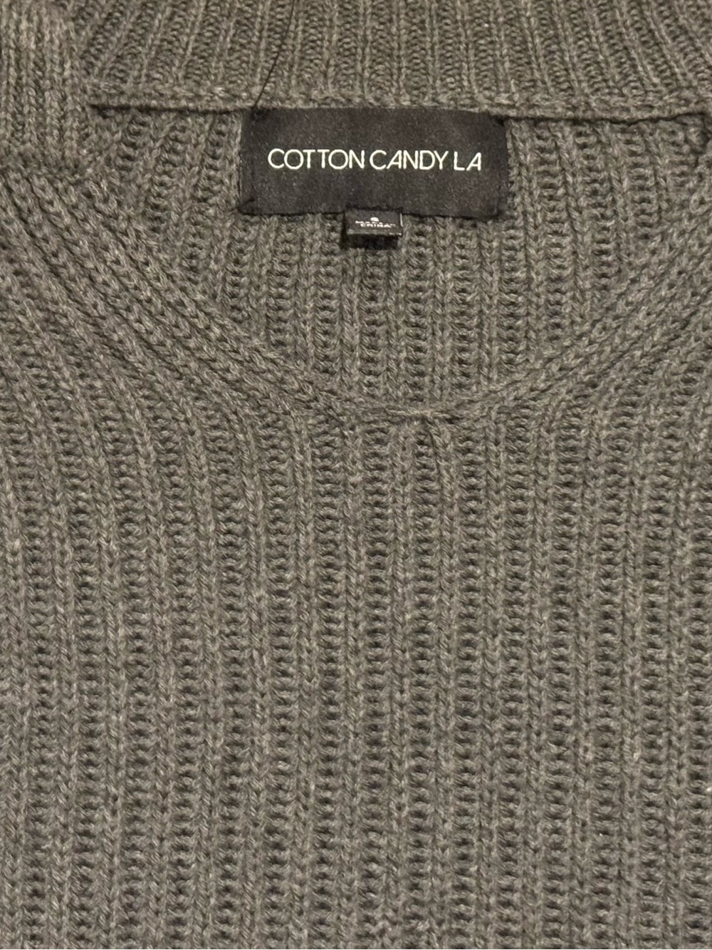 Cotton Candy LA Ribbed Cropped Crewneck Sweater - Gray - Picture 9 of 11